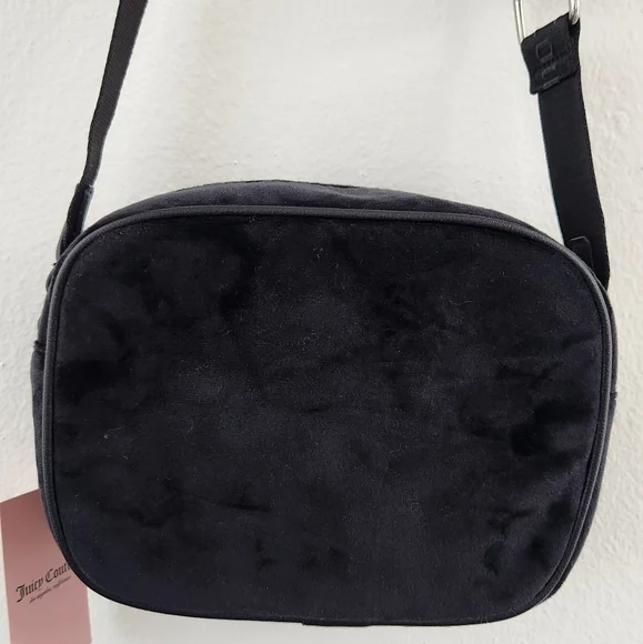 Juicy Couture Black "Let It Shine" Velvet Rhinestone Encrusted Crossbody Bag - Picture 8 of 17